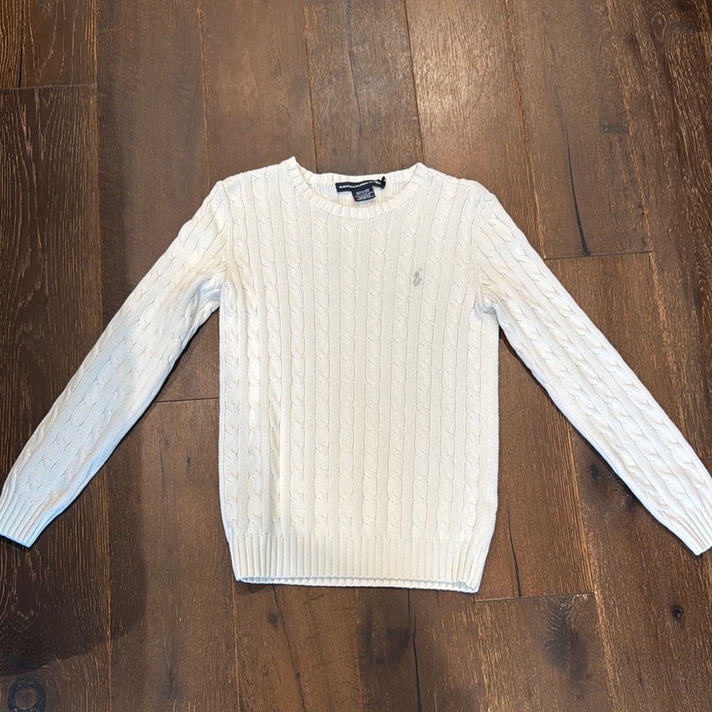 Ralph Lauren White Cable Knit Sweater
